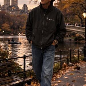 Columbia Ascender Softshell Jacket Black Mens XXLarge EUC